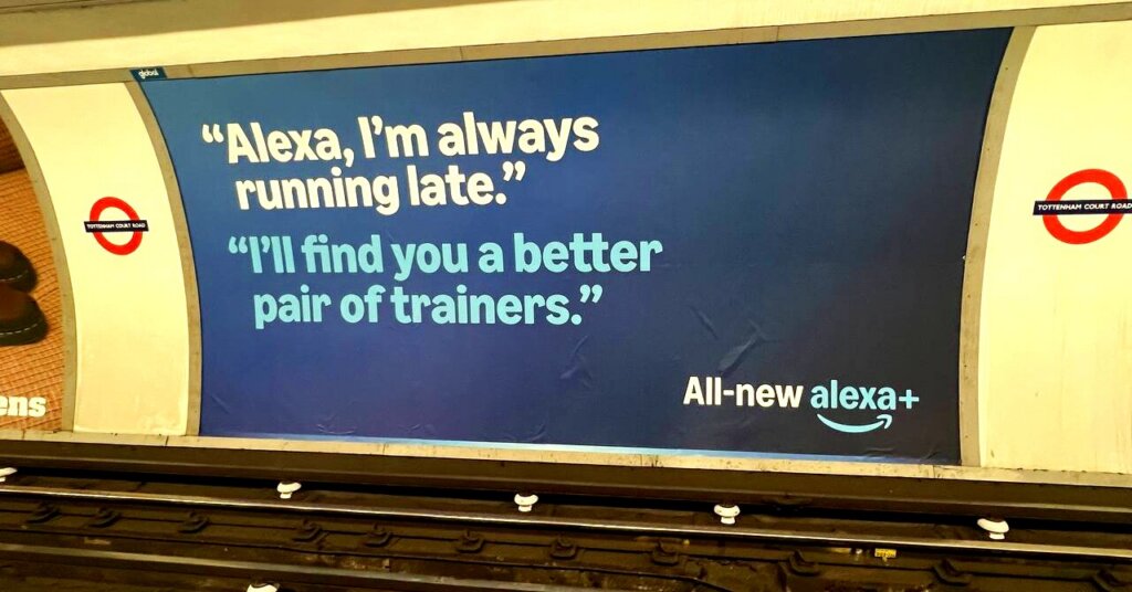Photograph of an advert on the London Underground: Alexa+