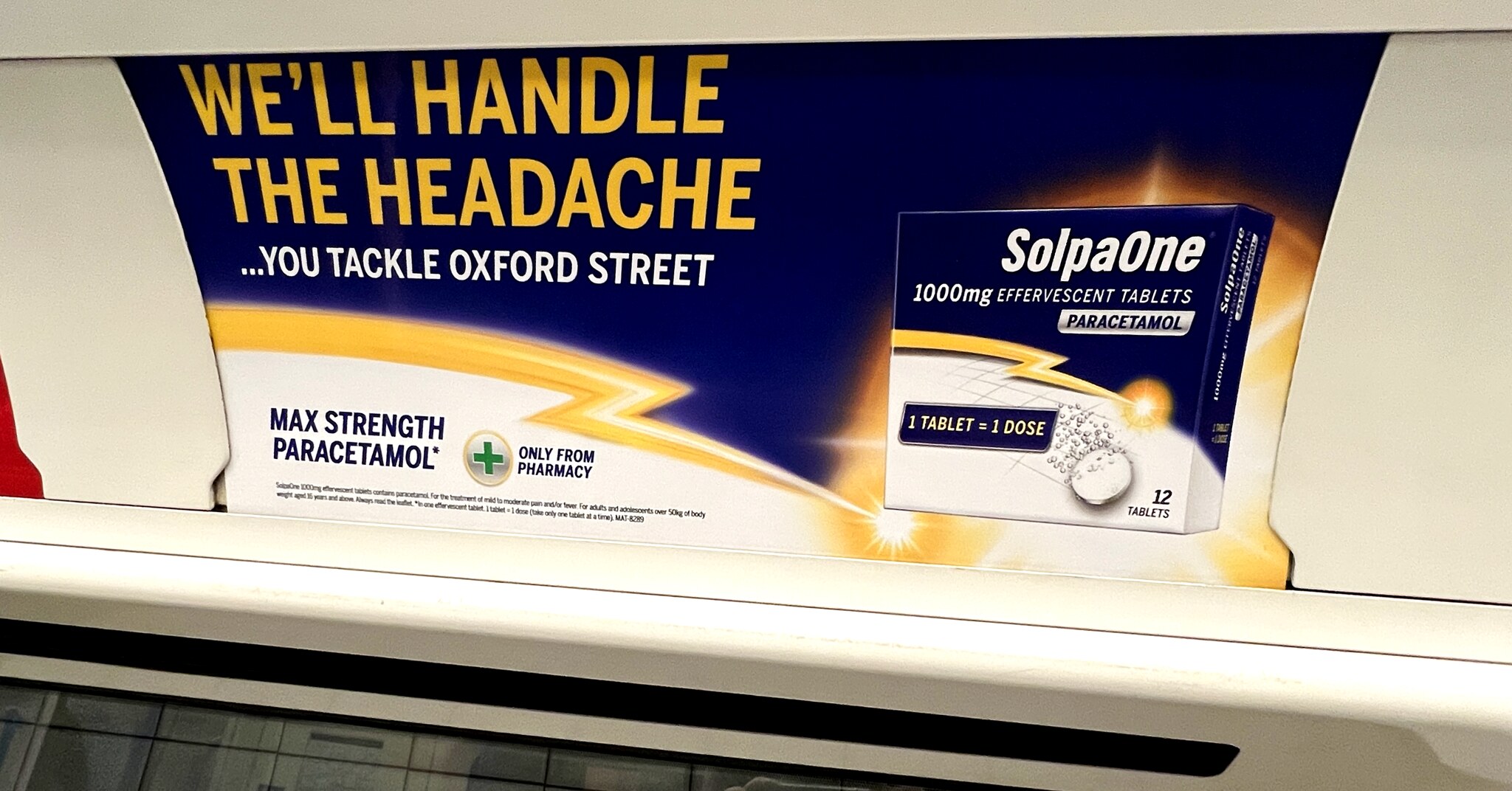 Photograph of an advert on the London Underground: SolpaOne